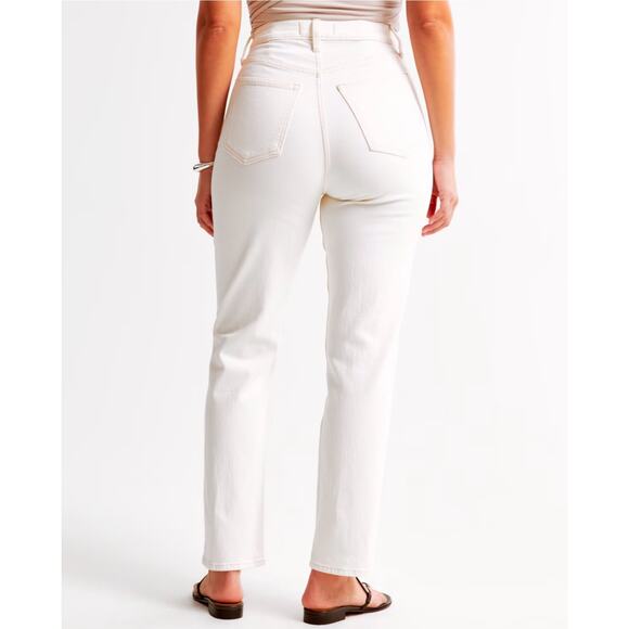 Abercrombie & Fitch The Ankle Straight Curve Love Ultra High Rise Cream‎ Size 24 - Picture 4 of 13